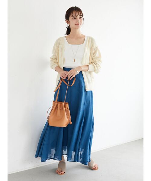 CRAFT STANDARD BOUTIQUE(クラフトスタンダードブティック)の「シアーフレアロングスカート *(スカート・レディース・ピンク/ブラウン/オリーブ/ブルー・M/L)」の18枚目の写真