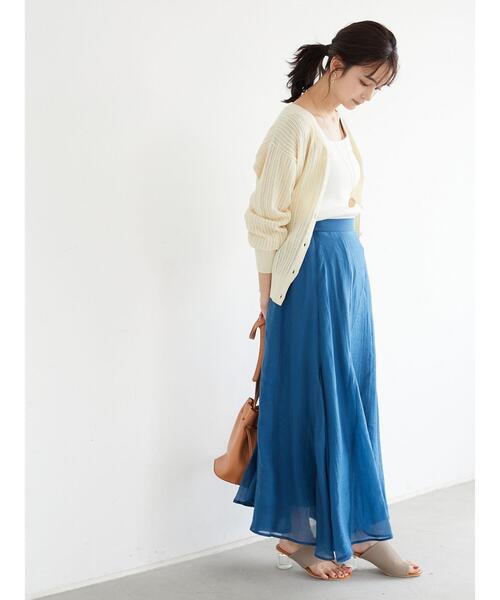 CRAFT STANDARD BOUTIQUE(クラフトスタンダードブティック)の「シアーフレアロングスカート *(スカート・レディース・ピンク/ブラウン/オリーブ/ブルー・M/L)」の19枚目の写真