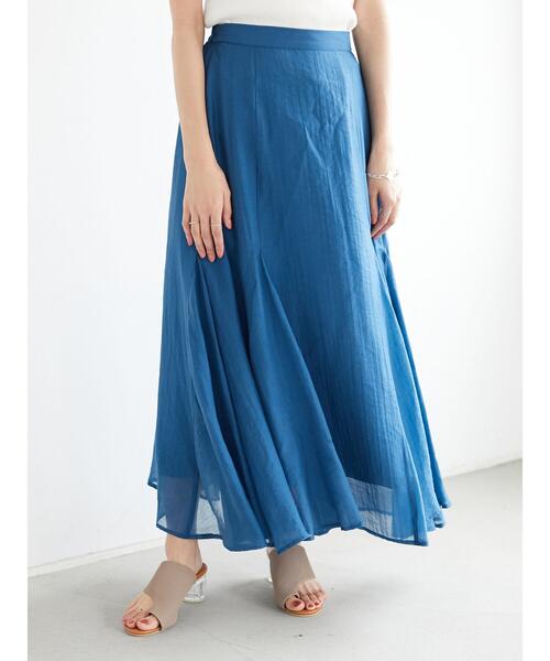 CRAFT STANDARD BOUTIQUE(クラフトスタンダードブティック)の「シアーフレアロングスカート *(スカート・レディース・ピンク/ブラウン/オリーブ/ブルー・M/L)」の22枚目の写真