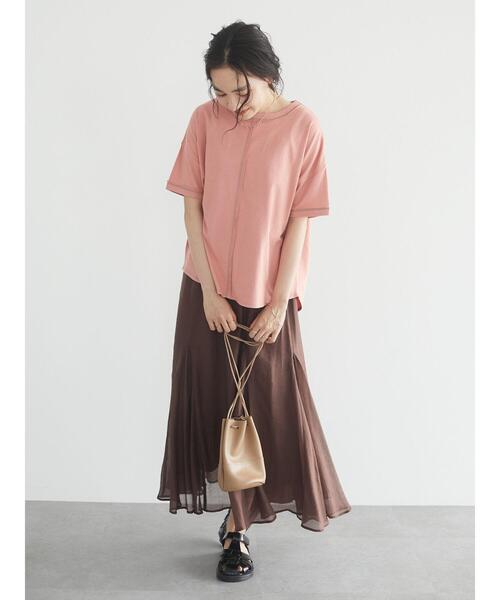 CRAFT STANDARD BOUTIQUE(クラフトスタンダードブティック)の「シアーフレアロングスカート *(スカート・レディース・ピンク/ブラウン/オリーブ/ブルー・M/L)」の9枚目の写真