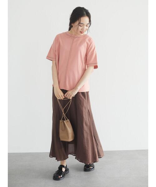 CRAFT STANDARD BOUTIQUE(クラフトスタンダードブティック)の「シアーフレアロングスカート *(スカート・レディース・ピンク/ブラウン/オリーブ/ブルー・M/L)」の10枚目の写真