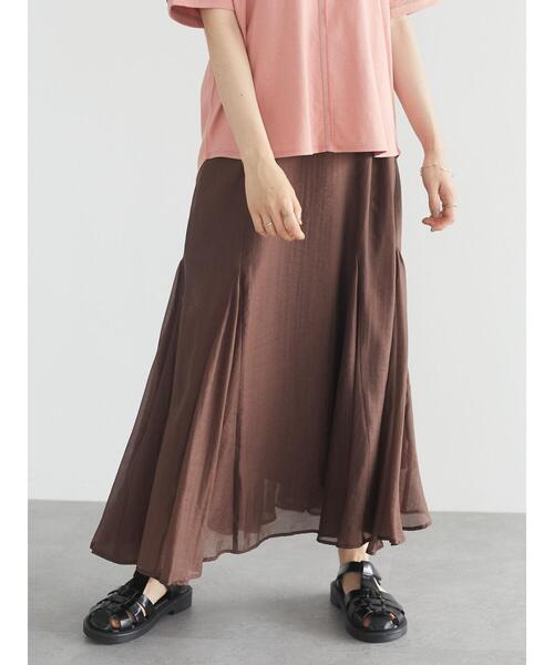 CRAFT STANDARD BOUTIQUE(クラフトスタンダードブティック)の「シアーフレアロングスカート *(スカート・レディース・ピンク/ブラウン/オリーブ/ブルー・M/L)」の7枚目の写真