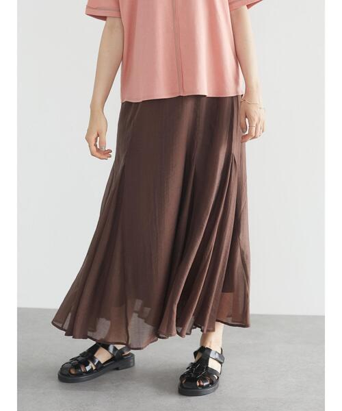 CRAFT STANDARD BOUTIQUE(クラフトスタンダードブティック)の「シアーフレアロングスカート *(スカート・レディース・ピンク/ブラウン/オリーブ/ブルー・M/L)」の8枚目の写真