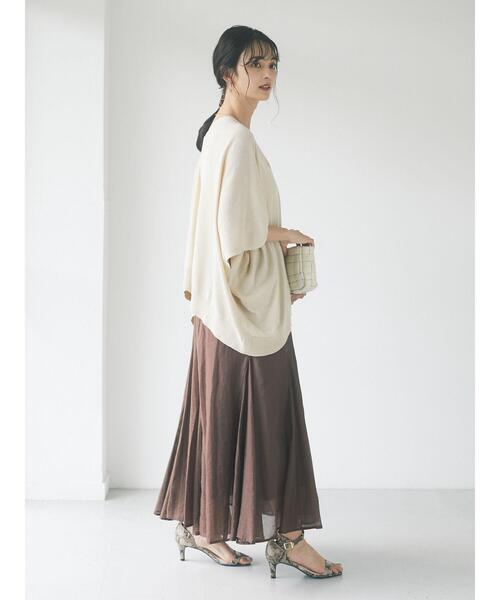 CRAFT STANDARD BOUTIQUE(クラフトスタンダードブティック)の「シアーフレアロングスカート *(スカート・レディース・ピンク/ブラウン/オリーブ/ブルー・M/L)」の6枚目の写真