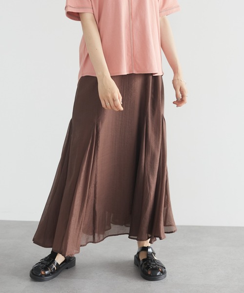 CRAFT STANDARD BOUTIQUE(クラフトスタンダードブティック)の「シアーフレアロングスカート *(スカート・レディース・ピンク/ブラウン/オリーブ/ブルー・M/L)」の2枚目の写真