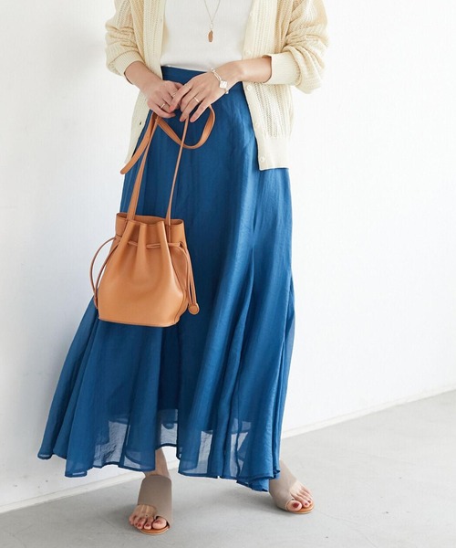 CRAFT STANDARD BOUTIQUE(クラフトスタンダードブティック)の「シアーフレアロングスカート *(スカート・レディース・ピンク/ブラウン/オリーブ/ブルー・M/L)」の4枚目の写真