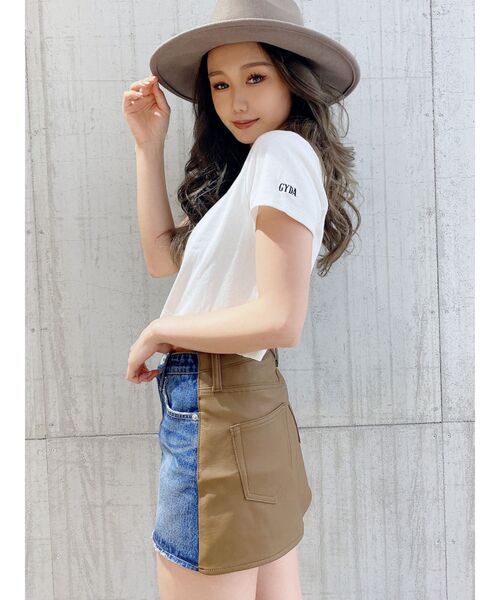 GYDA(ジェイダ)の「【WEB限定】USA COTTON ショートTシャツ(Tシャツ/カットソー・レディース・ブラック/ベージュ/オフホワイト・FREE)」の2枚目の写真