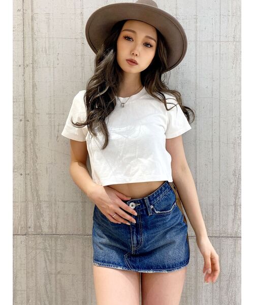 GYDA(ジェイダ)の「【WEB限定】USA COTTON ショートTシャツ(Tシャツ/カットソー・レディース・ブラック/ベージュ/オフホワイト・FREE)」の4枚目の写真