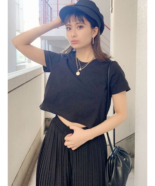 GYDA(ジェイダ)の「【WEB限定】USA COTTON ショートTシャツ(Tシャツ/カットソー・レディース・ブラック/ベージュ/オフホワイト・FREE)」の9枚目の写真