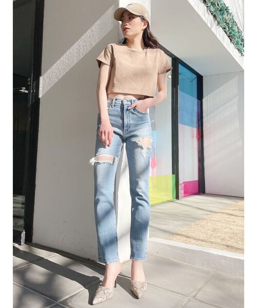 GYDA(ジェイダ)の「【WEB限定】USA COTTON ショートTシャツ(Tシャツ/カットソー・レディース・ブラック/ベージュ/オフホワイト・FREE)」の12枚目の写真