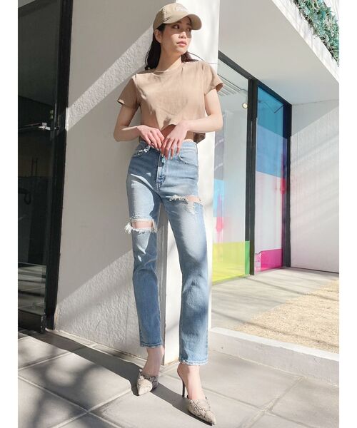 GYDA(ジェイダ)の「【WEB限定】USA COTTON ショートTシャツ(Tシャツ/カットソー・レディース・ブラック/ベージュ/オフホワイト・FREE)」の13枚目の写真