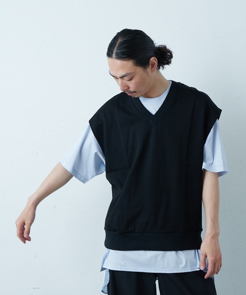 Lui's（ルイス）の「Bigカットベスト（Tシャツ/カットソー・メンズ・チャコールグレー/ブラック・FREE）」の15枚目の写真