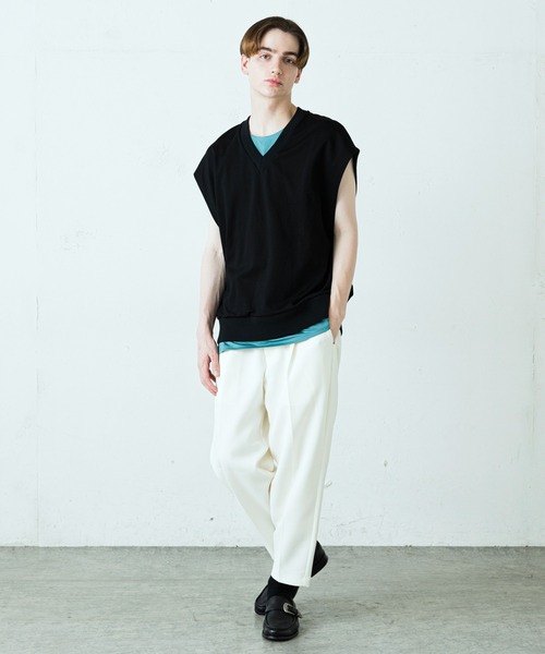 Lui's（ルイス）の「Bigカットベスト（Tシャツ/カットソー・メンズ・チャコールグレー/ブラック・FREE）」の9枚目の写真