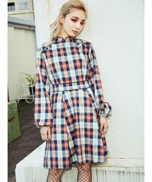 セール ブランド古着 Pameo Pose パメオポーズ レディース のワンピース オレンジ 橙色系 チェック柄 古着通販 Zozoused