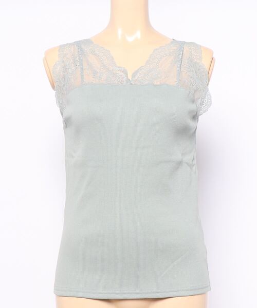 ehka sopo（エヘカソポ）の「レースVネックタンクトップ（タンクトップ・レディース・キナリ/ブルー/ブラック・ﾌﾘ-）」の3枚目の写真