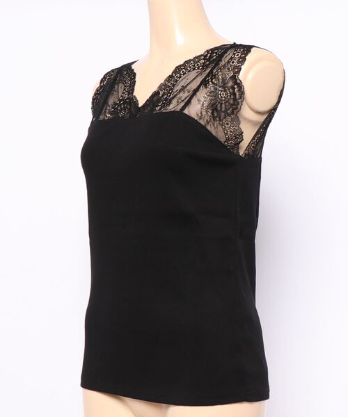 ehka sopo（エヘカソポ）の「レースVネックタンクトップ（タンクトップ・レディース・キナリ/ブルー/ブラック・ﾌﾘ-）」の4枚目の写真