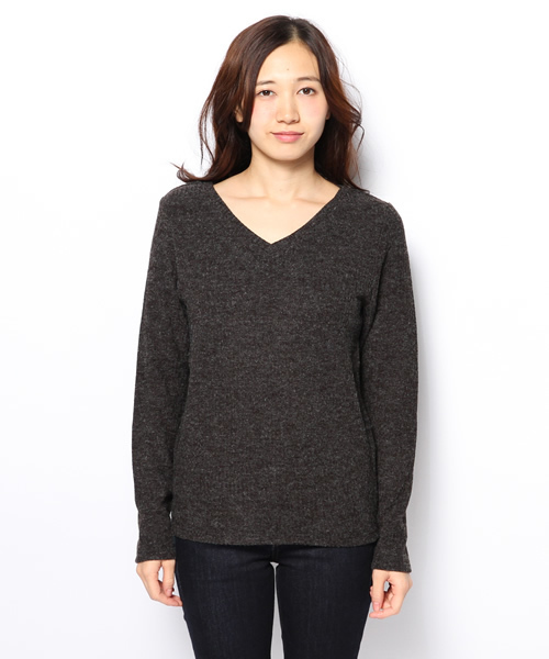 mystic（ミスティック）の「起毛リブVネックプルオーバー（ニット/セーター・レディース・チャコールグレー/オフホワイト/ピンク/グレー・ﾌﾘ-）」の5枚目の写真