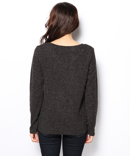 mystic（ミスティック）の「起毛リブVネックプルオーバー（ニット/セーター・レディース・チャコールグレー/オフホワイト/ピンク/グレー・ﾌﾘ-）」の7枚目の写真