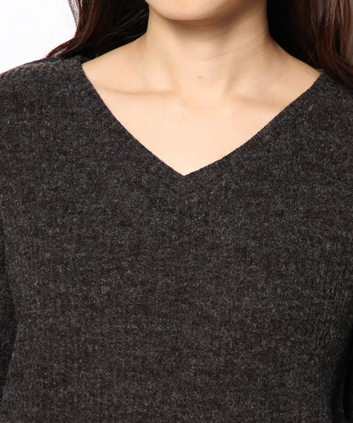 mystic（ミスティック）の「起毛リブVネックプルオーバー（ニット/セーター・レディース・チャコールグレー/オフホワイト/ピンク/グレー・ﾌﾘ-）」の8枚目の写真