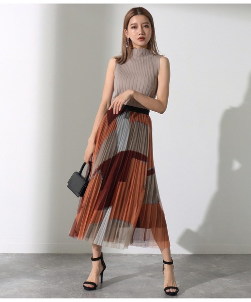 Alluge（アルージュ）の「パッチワークプリントプリーツスカート（スカート・レディース・ブルー/オレンジ・FREE）」の13枚目の写真