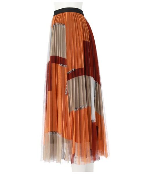 Alluge（アルージュ）の「パッチワークプリントプリーツスカート（スカート・レディース・ブルー/オレンジ・FREE）」の6枚目の写真