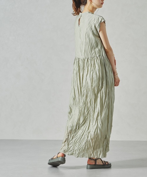 acro(アクロ)の「ワッシャー加工スリーブレスワンピース/AC1059(ワンピース・レディース・イエロー/グリーン/パープル・フリ-)」の5枚目の写真