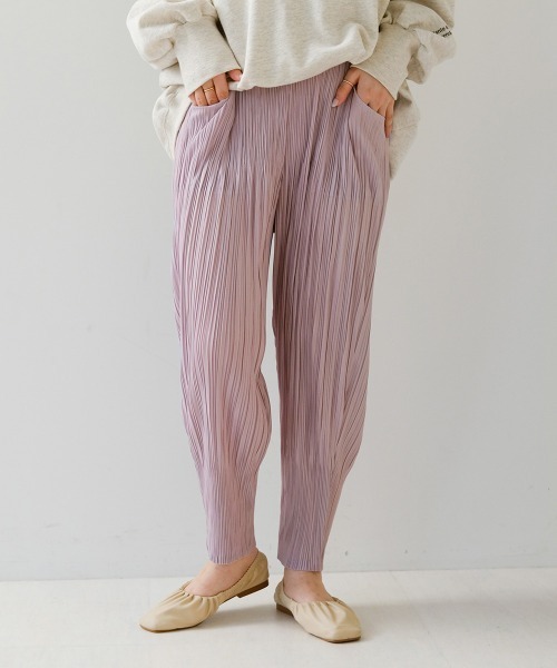 Bab（バブ）の「【WEB限定】プリーツジョガーパンツ（その他パンツ・レディース・ブラウン/キャメル/グレー/パープル/カーキ・FREE）」の4枚目の写真