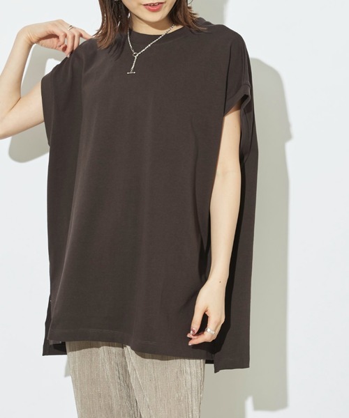 prose verse(プロズヴェール)の「USコットンビッグノースリTシャツ(Tシャツ/カットソー・レディース・チャコールグレー/オフホワイト/ブラック/ブラウン/ミント・フリ-)」の3枚目の写真