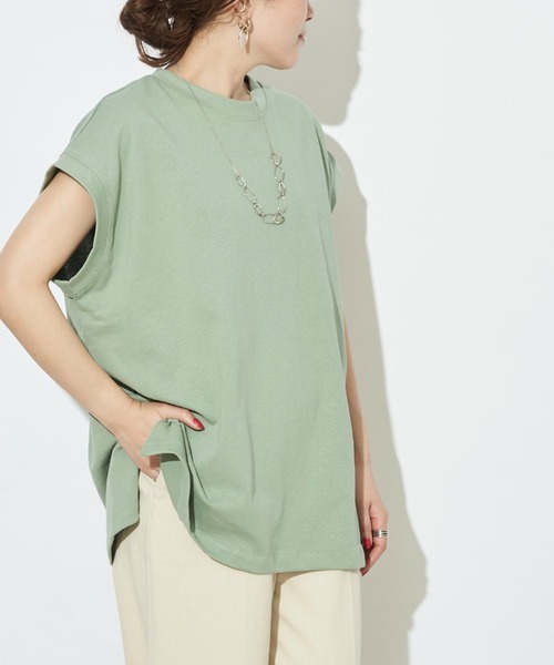 prose verse(プロズヴェール)の「USコットンビッグノースリTシャツ(Tシャツ/カットソー・レディース・チャコールグレー/オフホワイト/ブラック/ブラウン/ミント・フリ-)」の5枚目の写真