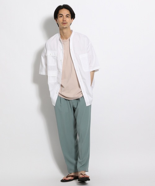 niko and...(ニコアンド)の「アシメトリーワーク半袖シャツ(シャツ/ブラウス・メンズ・ホワイト/ネイビー/ブルー・MEDIUM/LARGE)」の4枚目の写真