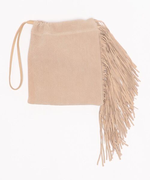 CAPRICIEUX LE'MAGE（カプリシューレマージュ）の「スエードフリンジ巾着バッグ（ショルダーバッグ・レディース・ピンク/ブルー/イエロー/ベージュ・FREE）」の13枚目の写真