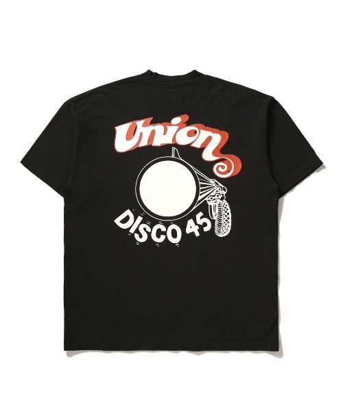 UNION(UNION TOKYO)(ユニオン)の「DISCO 45 TEE UNION ユニオン Tシャツ(Tシャツ/カットソー・メンズ・グレー/ホワイト×レッド/ブラック×ブルー/ブルー/ブラック×ホワイト/ホワイト×イエロー/ホワイト×グリーン/ブラック×ピンク・MEDIUM/LARGE/SMALL/X-LARGE)」の6枚目の写真