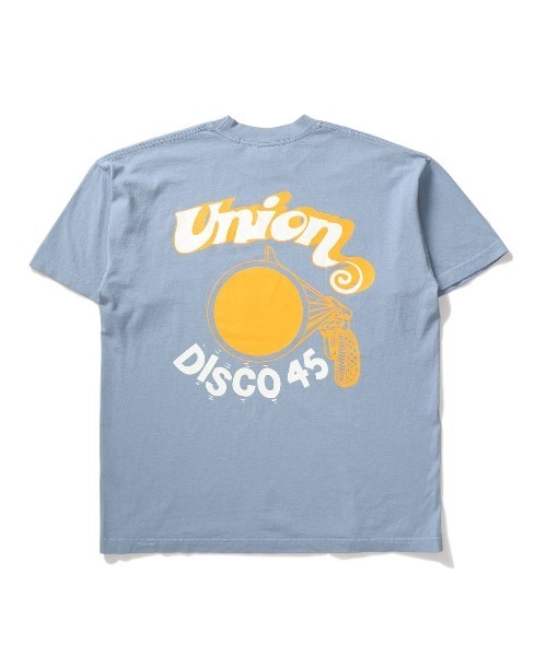 UNION(UNION TOKYO)(ユニオン)の「DISCO 45 TEE UNION ユニオン Tシャツ(Tシャツ/カットソー・メンズ・グレー/ホワイト×レッド/ブラック×ブルー/ブルー/ブラック×ホワイト/ホワイト×イエロー/ホワイト×グリーン/ブラック×ピンク・MEDIUM/LARGE/SMALL/X-LARGE)」の8枚目の写真