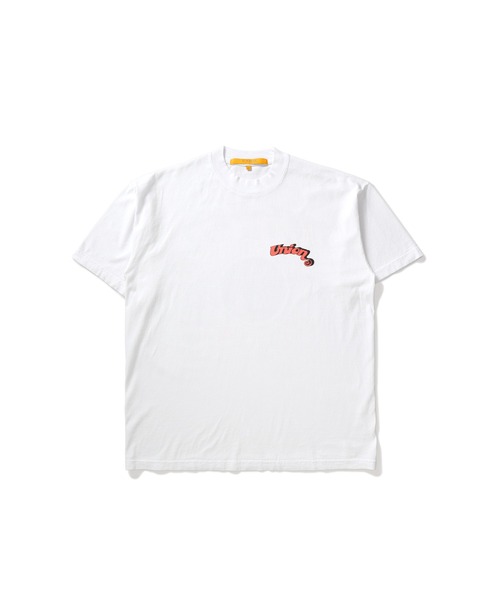 UNION(UNION TOKYO)(ユニオン)の「DISCO 45 TEE UNION ユニオン Tシャツ(Tシャツ/カットソー・メンズ・グレー/ホワイト×レッド/ブラック×ブルー/ブルー/ブラック×ホワイト/ホワイト×イエロー/ホワイト×グリーン/ブラック×ピンク・MEDIUM/LARGE/SMALL/X-LARGE)」の9枚目の写真