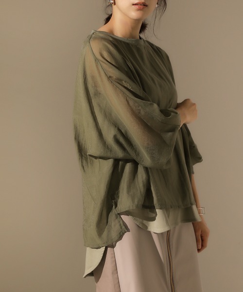 Bou Jeloud（ブージュルード）の「シアーレイヤードブラウス（シャツ/ブラウス・レディース・ブラック/カーキ/ピンク・38）」の3枚目の写真