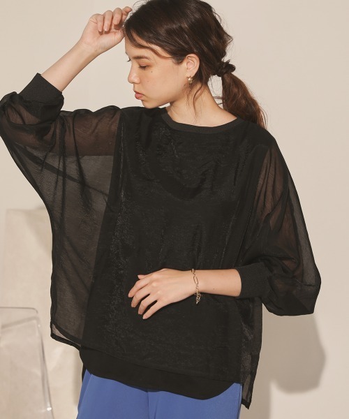 Bou Jeloud（ブージュルード）の「シアーレイヤードブラウス（シャツ/ブラウス・レディース・ブラック/カーキ/ピンク・38）」の2枚目の写真