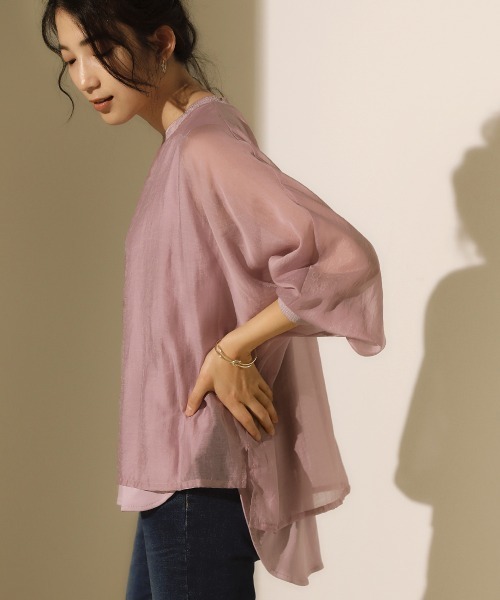 Bou Jeloud（ブージュルード）の「シアーレイヤードブラウス（シャツ/ブラウス・レディース・ブラック/カーキ/ピンク・38）」の11枚目の写真