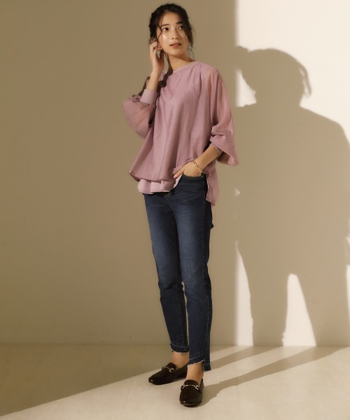 Bou Jeloud（ブージュルード）の「シアーレイヤードブラウス（シャツ/ブラウス・レディース・ブラック/カーキ/ピンク・38）」の12枚目の写真