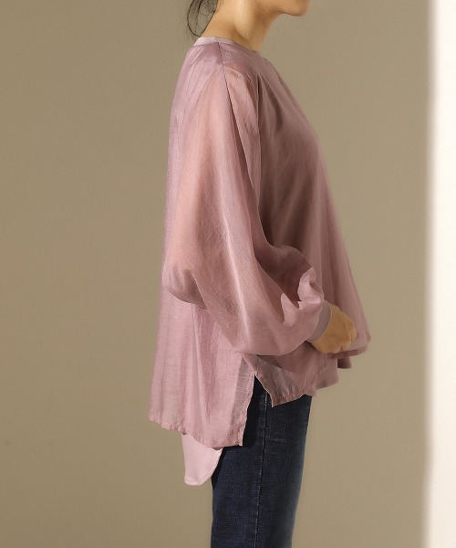 Bou Jeloud（ブージュルード）の「シアーレイヤードブラウス（シャツ/ブラウス・レディース・ブラック/カーキ/ピンク・38）」の15枚目の写真