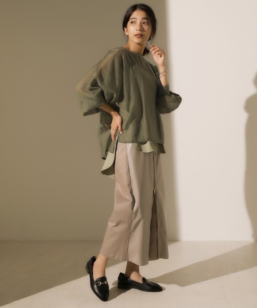 Bou Jeloud（ブージュルード）の「シアーレイヤードブラウス（シャツ/ブラウス・レディース・ブラック/カーキ/ピンク・38）」の4枚目の写真