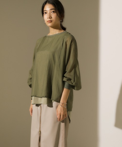 Bou Jeloud（ブージュルード）の「シアーレイヤードブラウス（シャツ/ブラウス・レディース・ブラック/カーキ/ピンク・38）」の5枚目の写真