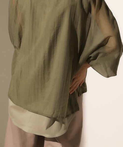 Bou Jeloud（ブージュルード）の「シアーレイヤードブラウス（シャツ/ブラウス・レディース・ブラック/カーキ/ピンク・38）」の6枚目の写真