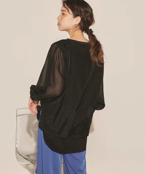 Bou Jeloud（ブージュルード）の「シアーレイヤードブラウス（シャツ/ブラウス・レディース・ブラック/カーキ/ピンク・38）」の9枚目の写真