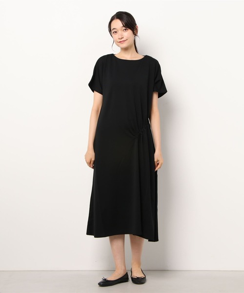 LOVELESS（ラブレス）の「サイドギャザーポンチドレス（ワンピース・レディース・ブラック/ベージュ系その他・36）」の2枚目の写真