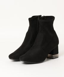 スクエアトゥ　クリアヒールストレッチブーツ　6969