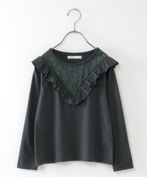 ikka（イッカ）の「【キッズ】フリルVネックレース長袖T（100~160cm）（Tシャツ/カットソー・キッズ）」