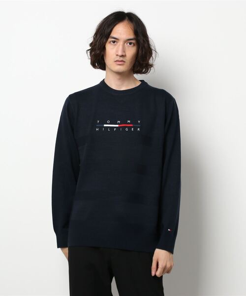 TOMMY HILFIGER GOLF（トミー ヒルフィガー ゴルフ）の「[トミーヒルフィガー] メンズ ボックスロゴ クルーネックニット　L （ニット/セーター・メンズ・ネイビー/ブラック/ホワイト/レッド・L/M/LL）」の3枚目の写真