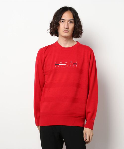 TOMMY HILFIGER GOLF（トミー ヒルフィガー ゴルフ）の「[トミーヒルフィガー] メンズ ボックスロゴ クルーネックニット　L （ニット/セーター・メンズ・ネイビー/ブラック/ホワイト/レッド・L/M/LL）」の4枚目の写真