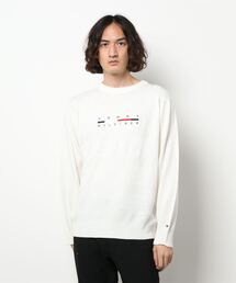 [トミーヒルフィガー] メンズ ボックスロゴ クルーネックニット　L 