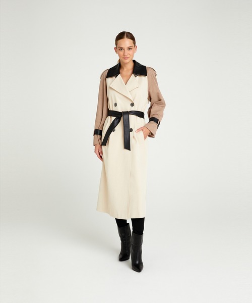 SISLEY（シスレー）の「配色トレンチコート（トレンチコート・レディース・ライトベージュ・42/44/40/38）」の2枚目の写真